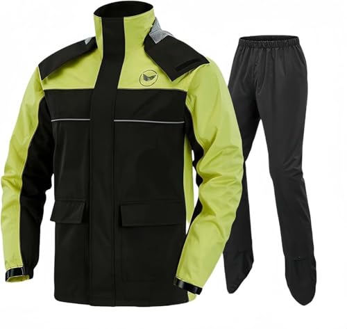 Wasserdichter Motorrad-Regenanzug, wasserdichte Regenbekleidung Zum Reiten Oder Für Outdoor-Aktivitäten, Jacke, Reflektierend, Verstellbare Passform B,2XL von FMRJXBJ