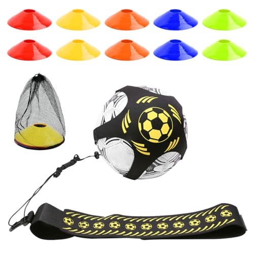 FOCCTS Fußball Trainingsset Fußball Kicktrainer mit 10 Fussball Hütchen Fußball Trainingsgerät Hände frei Solo für Bälle Größe # 3# 4#5 Fußballe, Fussballtrainer Verstellbarem Taillengürtel FOCCTS Fußball Trainingsset Fußball Kicktrainer mit 10 Fussball Hütchen Fußball Trainingsgerät Hände frei Solo für Bälle Größe # 3# 4#5 Fußballe, Fussballtrainer Verstellbarem Taillengürtel von FOCCTS