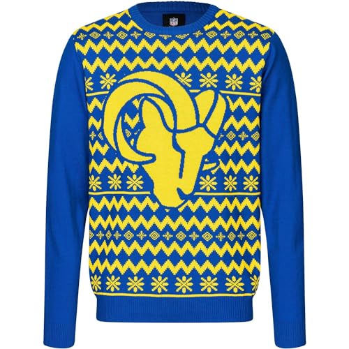 FOCO NFL Winter Sweater Xmas Strick Pullover Los Angeles Rams - L von FOCO