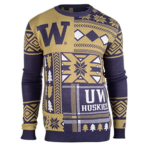 Forever Collectibles NCAA Patches Ugly Pullover – Plektrum Team, Unisex, Washington Huskies von FOCO