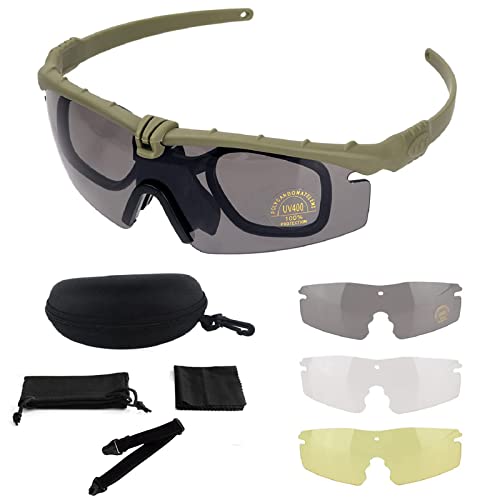 FOCUHUNTER Augenschutz - Sportbrillen für Herren Anti Fog Radsportbrillen, Schutzbrille, Lesebrille Anti-UV400 Schutzbrille zum Radfahren, Wandern und Schießen (Grün) von FOCUHUNTER