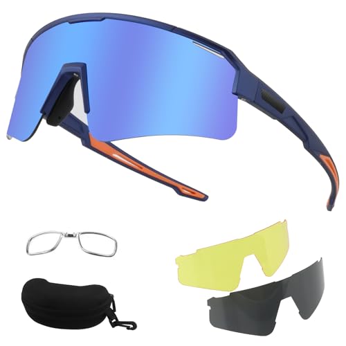 FOCUHUNTER Polarisierte Sport-Sonnenbrille für Männer Frauen, UV400 Radfahren Brillen für Baseball Laufen Radfahren Brille 3 Gläser FOCUHUNTER Polarisierte Sport-Sonnenbrille für Männer Frauen, UV400 Radfahren Brillen für Baseball Laufen Radfahren Brille 3 Gläser von FOCUHUNTER