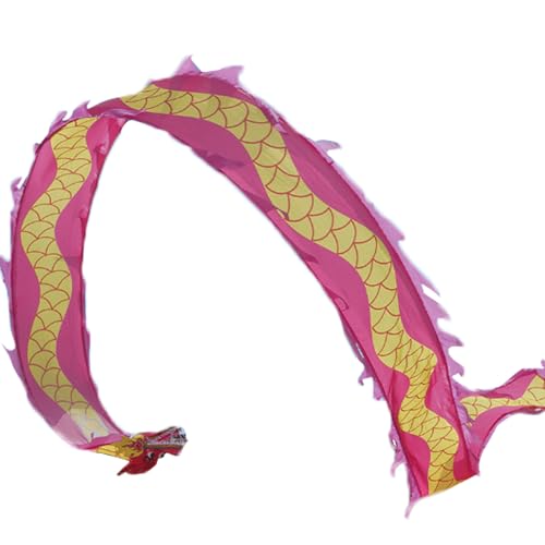 Zirkus-Karnevals-Shows Rhythmischer Tanz Bänder Square Fitness Dragon Ribbon Jonglierspiel Dragon Dance Streamer Dragon Head mit Seil Square Exercise Dance(Pink,6M) von FOELANNE