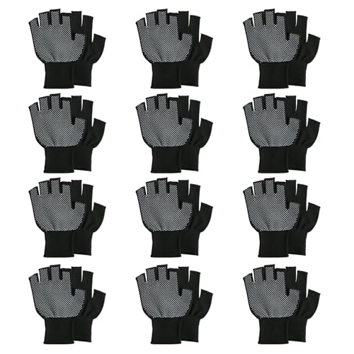 FOLODA 12 Paar Unisex Fingerlose Handschuhe Outdoor rutschfeste Halbfinger Handschuhe Atmungsaktive Fitness Handschuhe Radfahren Zubehör von FOLODA