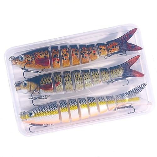 FOLODA 3 Stücke 3D Künstliche Angelköder Swimbait Wobbler Multi Abschnitte Angelköder Salzwasser Angelköder Köder Wobbler von FOLODA