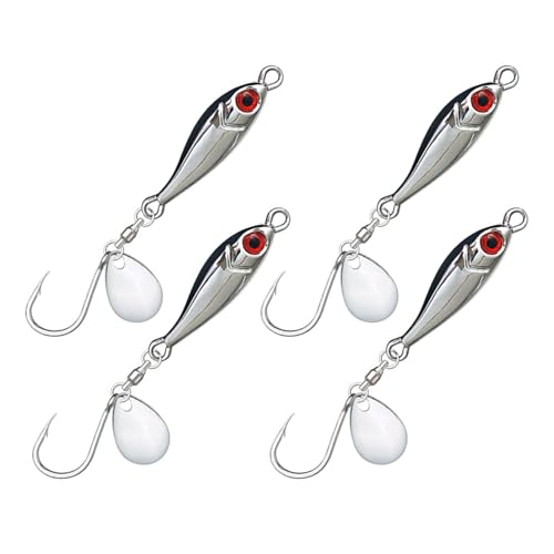 FOLODA 4Pcs Harte Köder Jigging Locken Metall Angeln Locken Köder Mit Haken Sinkende Löffel Köder Salzwasser Angeln Tackle 5-30g von FOLODA