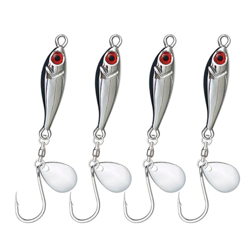 FOLODA 4Pcs Harte Köder Jigging Locken Metall Angeln Locken Köder Mit Haken Sinkende Löffel Köder Salzwasser Angeln Tackle 5-30g von FOLODA