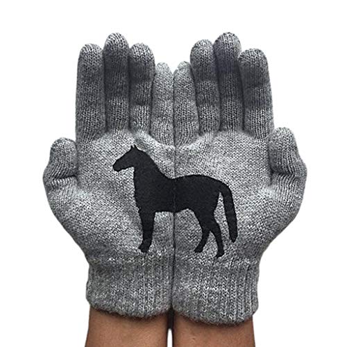 FOLODA Handschuhe, Damen Winter Warm Gestrickte Handschuhe Lustige Schwarzes Pferd Unregelmäßige Patchwork Fäustlinge FOLODA Handschuhe, Damen Winter Warm Gestrickte Handschuhe Lustige Schwarzes Pferd Unregelmäßige Patchwork Fäustlinge von FOLODA