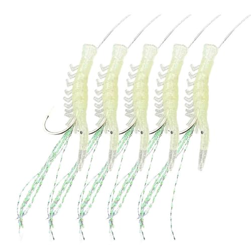 FOLODA Pack Glow Fishing Rigs Shrimp String Hook Angelköder Rigs Angelköder Forellen Angelgerät Garnelenköder von FOLODA