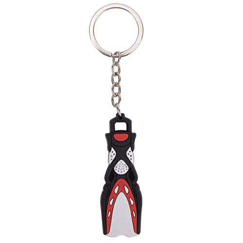 FOLOSAFENAR Schlüsselanhänger, Flipper Form langlebig PVC-Material Schlüsselanhänger, tragbare und praktische rote Tauchen Thema Schlüsselanhänger, kann für Handtasche oder Rucksack verwendet Werden von FOLOSAFENAR