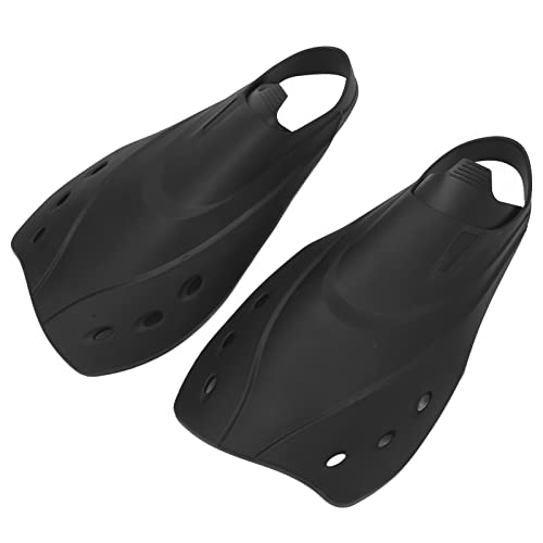 Verstellbare Schwimmflossen, Komfortables, Verstellbares Abflussloch-Design, Kurze Tauchflossen, Schwarz, Zum Tauchen, Schwimmen, Schnorcheln von FOLOSAFENAR