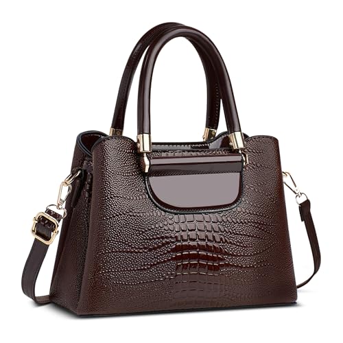 FOLOVEYA Damen Handtasche Mode Krokodilmuster Frauen Henkeltaschen Umhängetasche Elegant Tote Taschen Klein Shopper Schultertasche PU Leder für Arbeiten Reisen Dating mit Viele Taschen Kaffee FOLOVEYA Damen Handtasche Mode Krokodilmuster Frauen Henkeltaschen Umhängetasche Elegant Tote Taschen Klein Shopper Schultertasche PU Leder für Arbeiten Reisen Dating mit Viele Taschen Kaffee von FOLOVEYA