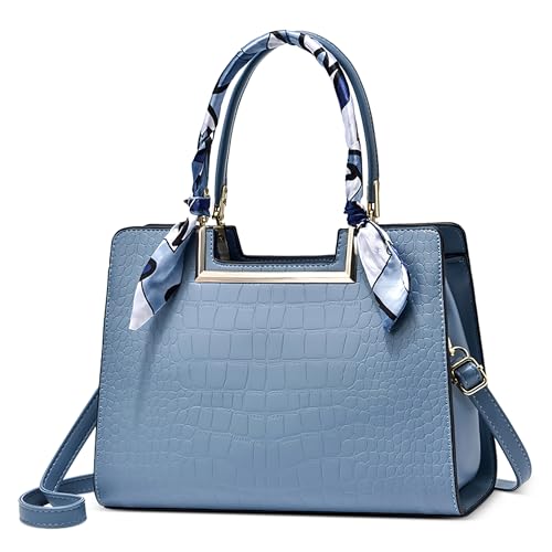 FOLOVEYA Damen Handtasche Mode Krokodilmuster Frauen Henkeltaschen Umhängetasche Elegant Band Tote Taschen Shopper Schultertasche PU Leder für Arbeiten Reisen Schule Dating Blau Hellblau FOLOVEYA Damen Handtasche Mode Krokodilmuster Frauen Henkeltaschen Umhängetasche Elegant Band Tote Taschen Shopper Schultertasche PU Leder für Arbeiten Reisen Schule Dating Blau Hellblau von FOLOVEYA
