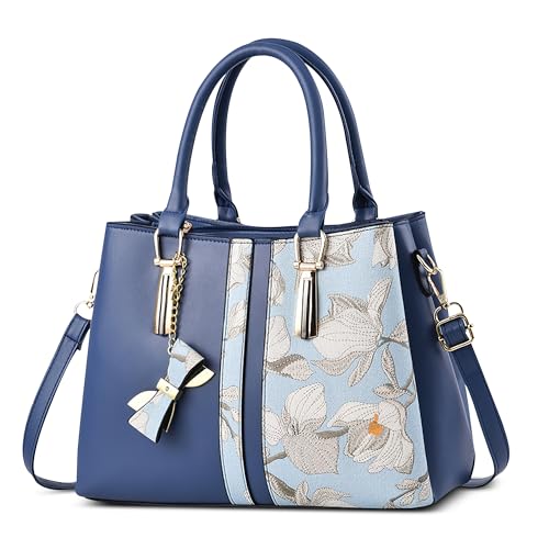 FOLOVEYA Mode Damen Handtasche Elegant Henkeltaschen Frauen Umhängetasche Shopper Top-Griff Taschen mit Schleifenanhänger Schultertasche für Arbeiten Reisen Schule PU Leder Tote Bag Blau FOLOVEYA Mode Damen Handtasche Elegant Henkeltaschen Frauen Umhängetasche Shopper Top-Griff Taschen mit Schleifenanhänger Schultertasche für Arbeiten Reisen Schule PU Leder Tote Bag Blau von FOLOVEYA