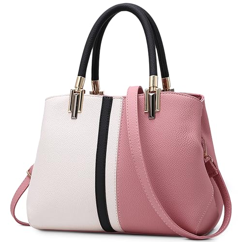 FOLOVEYA Handtasche Damen Mode Umhängetasche Elegant Spleißen Schultertasche Frauen Tote Taschen PU Leder Shopper Henkeltaschen für Reisen Arbeiten Schule Rosa FOLOVEYA Handtasche Damen Mode Umhängetasche Elegant Spleißen Schultertasche Frauen Tote Taschen PU Leder Shopper Henkeltaschen für Reisen Arbeiten Schule Rosa von FOLOVEYA