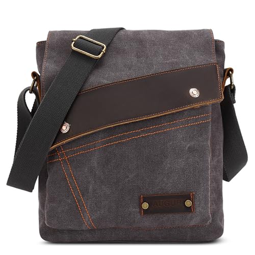 FOLOVEYA Retro Herren Umhängetasche Canvas Messenger Bag Klein Business Schultertasche Männer Kuriertasche Segeltuch Crossbody Herrentasche für Arbeit Schule Reise Universität Grau FOLOVEYA Retro Herren Umhängetasche Canvas Messenger Bag Klein Business Schultertasche Männer Kuriertasche Segeltuch Crossbody Herrentasche für Arbeit Schule Reise Universität Grau von FOLOVEYA