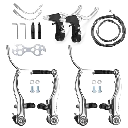 Fahrrad Bremse Set, Fahrradbremsen, Bremsen Fahrrad, Aluminium Fahrradbremse, V Brake Fahrrad Bremsen Set, V Bremsen Set,Fahrrad Vorne Hinten Bremsarme für Meisten Fahrräder Rennräder MTB BMX (Silber) von FONWUJIOT