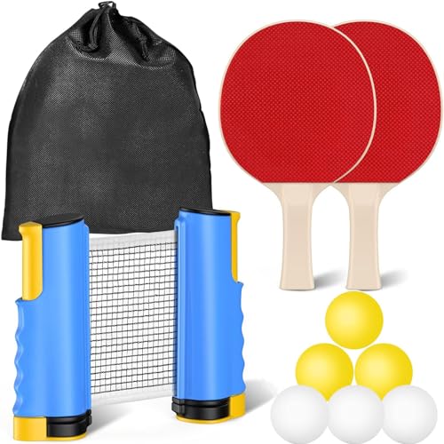 FOOING Tischtennisschläger Set, 2 Tischtennisschläger Profi 6 Tischtennisbälle Versenkbar Tischtennisnetz, Tischtennis Set mit Aufbewahrungstasche,Blau FOOING Tischtennisschläger Set, 2 Tischtennisschläger Profi 6 Tischtennisbälle Versenkbar Tischtennisnetz, Tischtennis Set mit Aufbewahrungstasche,Blau von FOOING