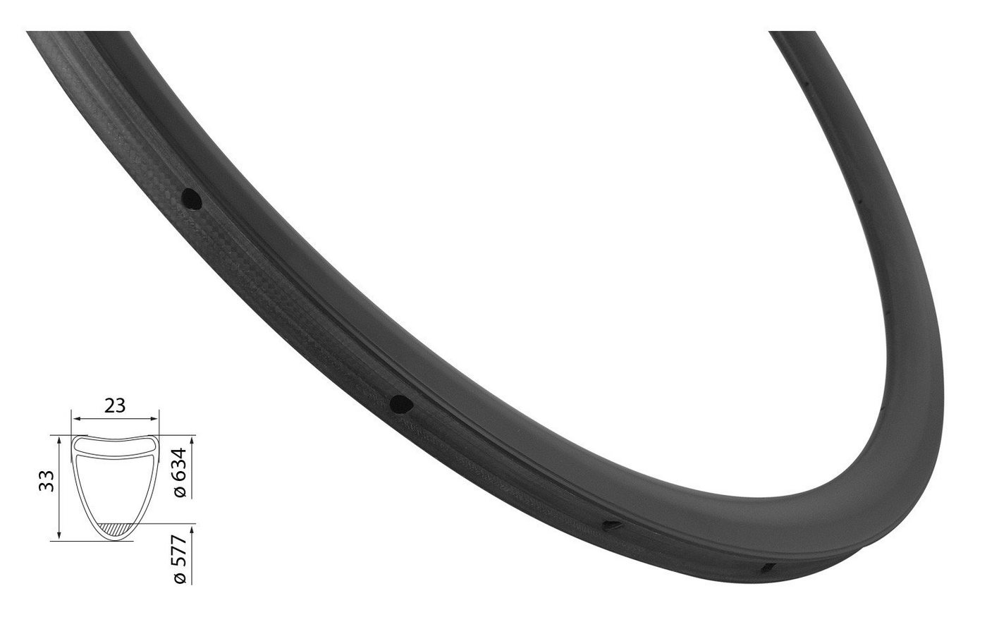 FORCE Fahrrad-Laufrad Felge/ Carbon für Schlauchreifen 33mm/ 20 Ösen von FORCE