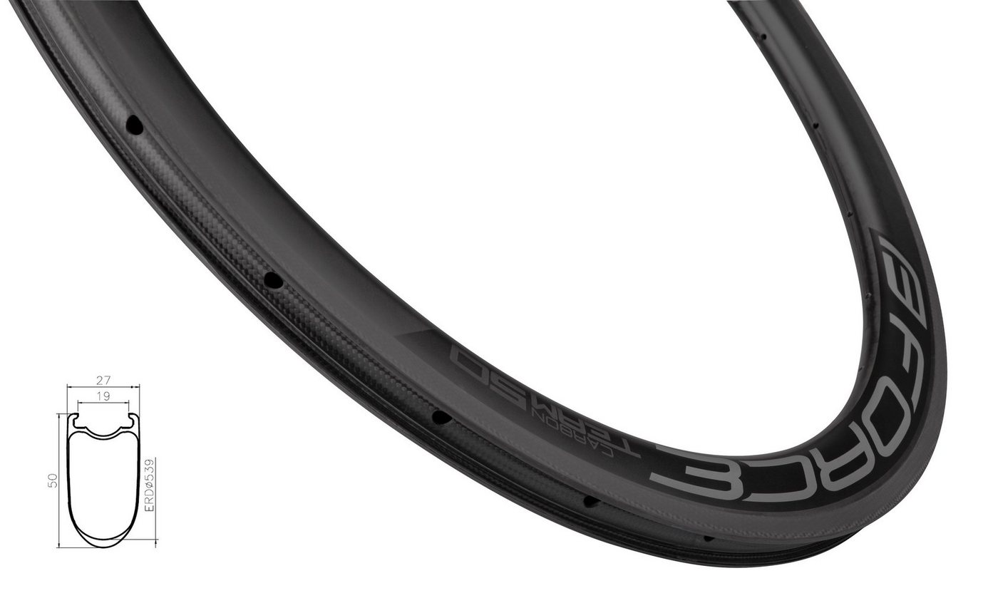 FORCE Fahrrad-Laufrad Felge FORCE road clincher CARBON 50mm 24 FORCE Fahrrad-Laufrad Felge FORCE road clincher CARBON 50mm 24 von FORCE