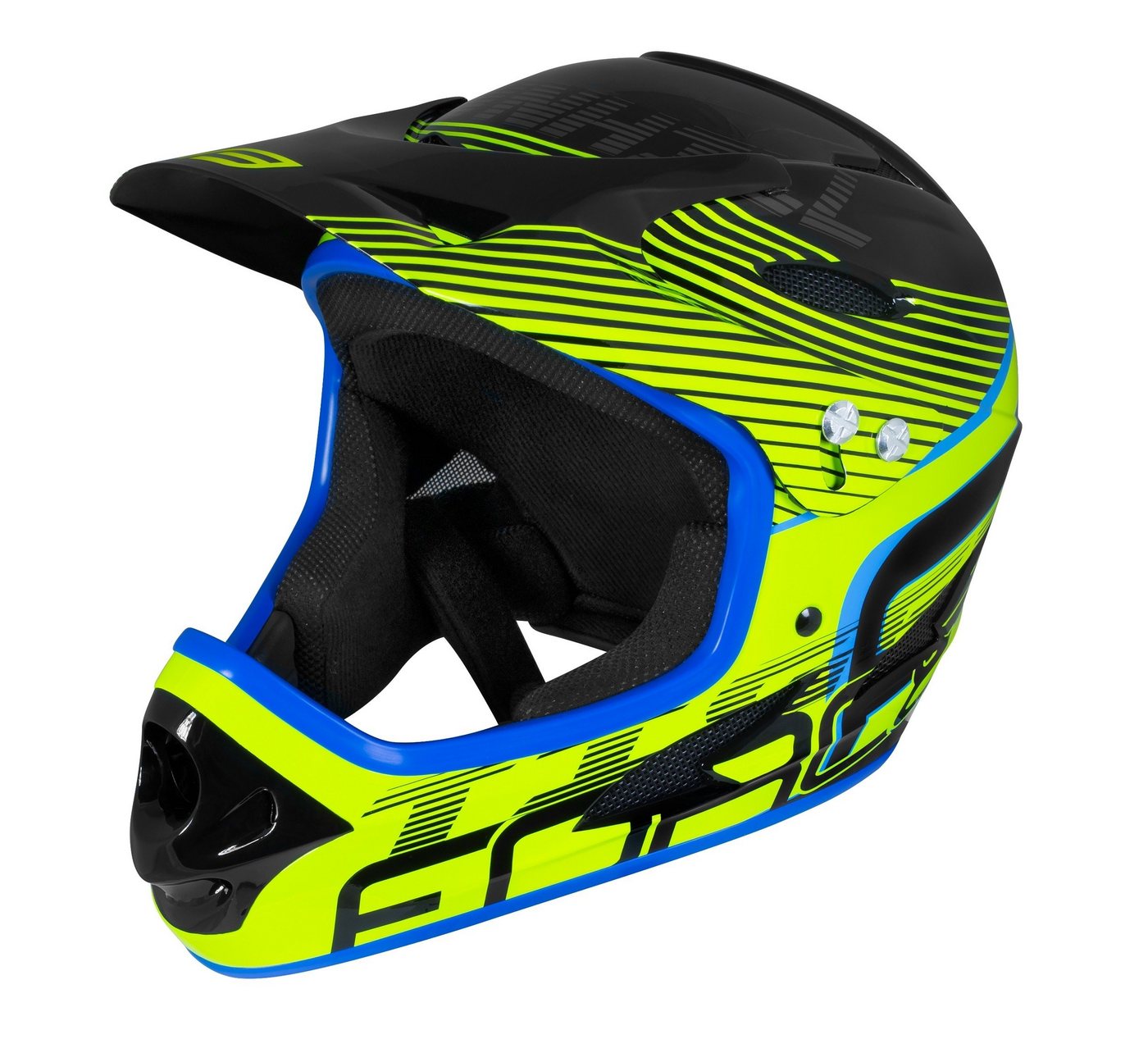 FORCE Fahrradhelm Downhill Helm FORCE TIGER black-fluo-blue S-M von FORCE