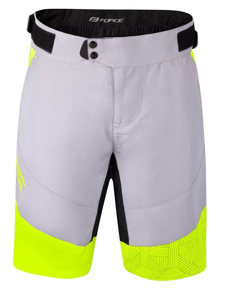 FORCE Fahrradhose FORCE Shorts STORM grau-gelb von FORCE