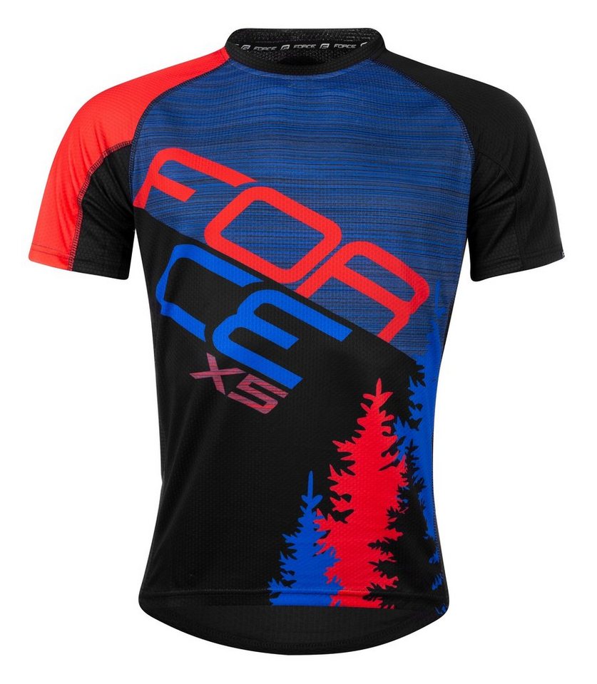 FORCE Radtrikot Jersey FORCE MTB X5 blau rot schwarz von FORCE