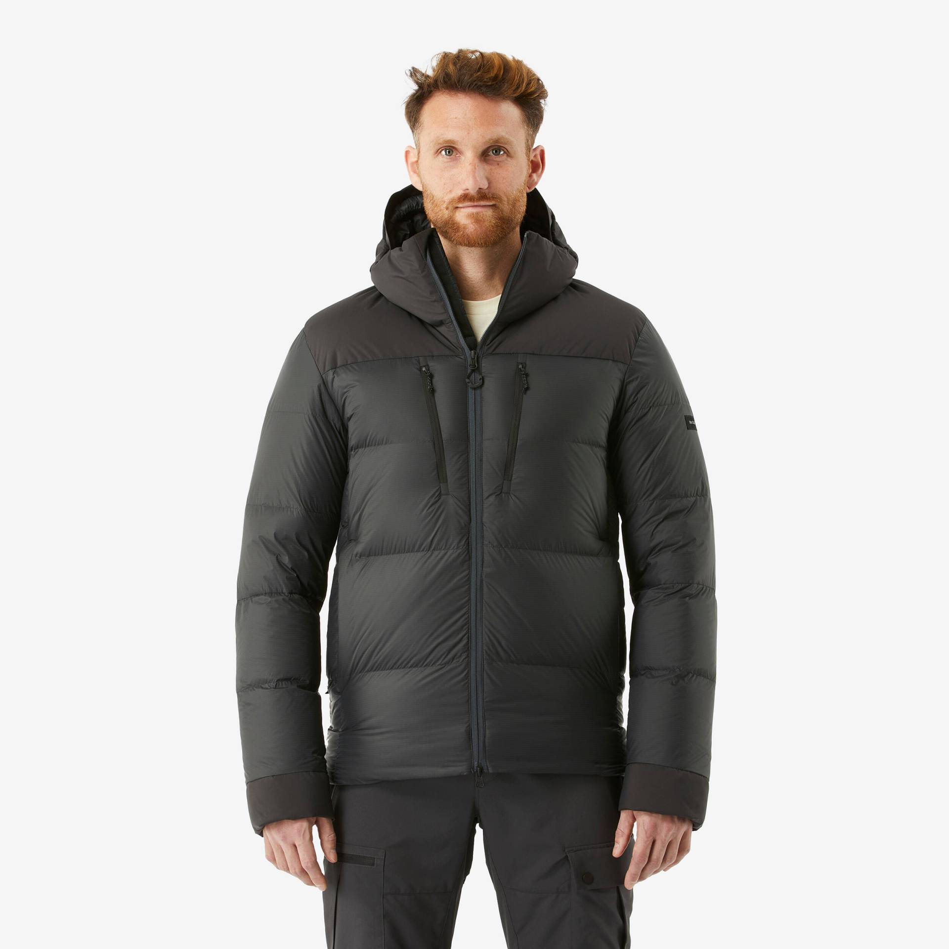 Daunenjacke Herren Kapuze bis -20 °C Trekking - MT900 schwarz von FORCLAZ