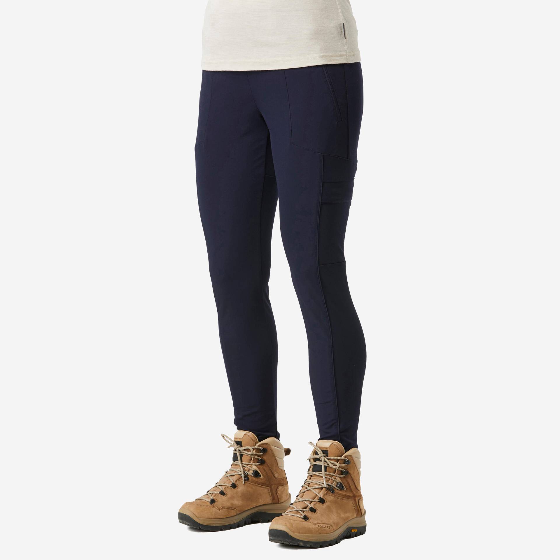 Leggings Backpacking Travel 500 robust Damen marineblau von FORCLAZ