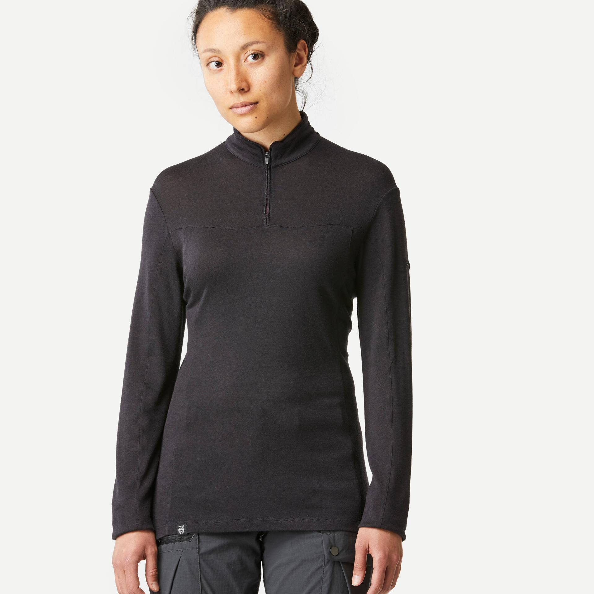 Merino Shirt Damen langarm Kragen Zip - MT500 von FORCLAZ