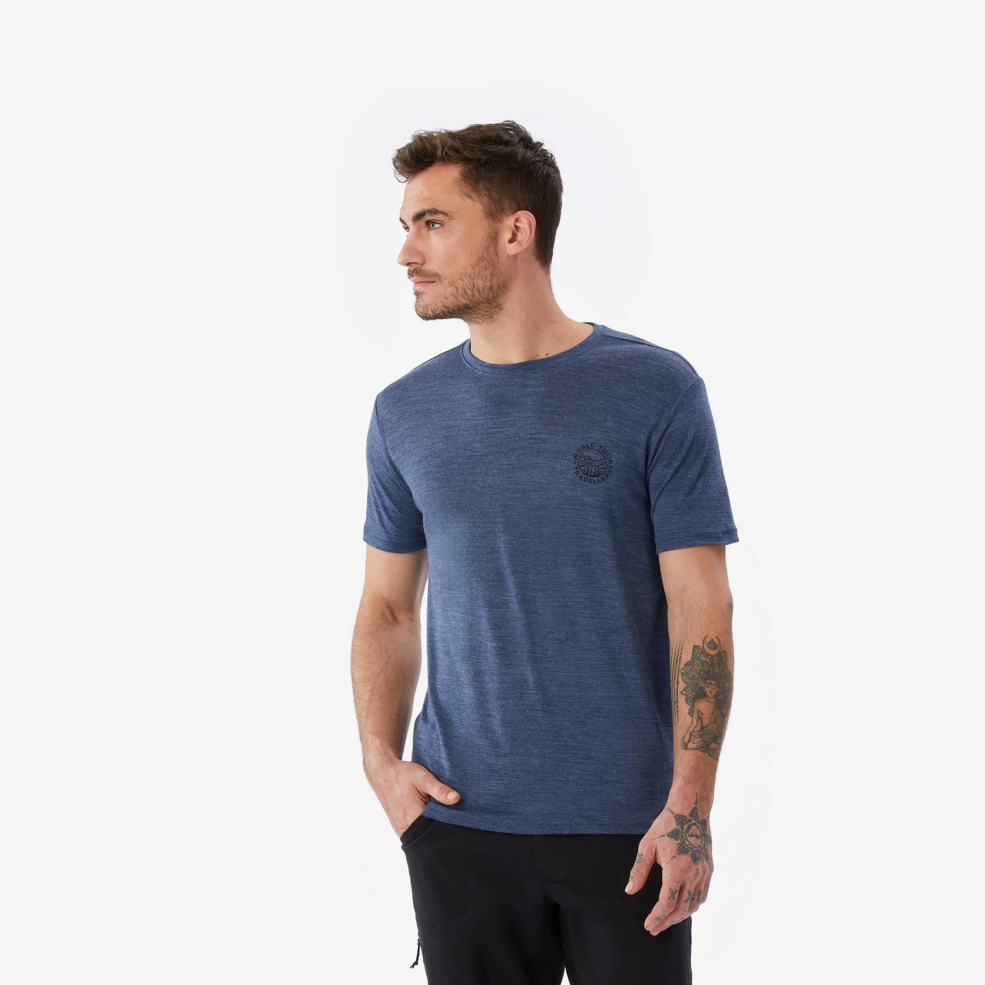 Merinoshirt Herren kurzarm Backpacking - Travel 500 blau Merinoshirt Herren kurzarm Backpacking - Travel 500 blau von FORCLAZ