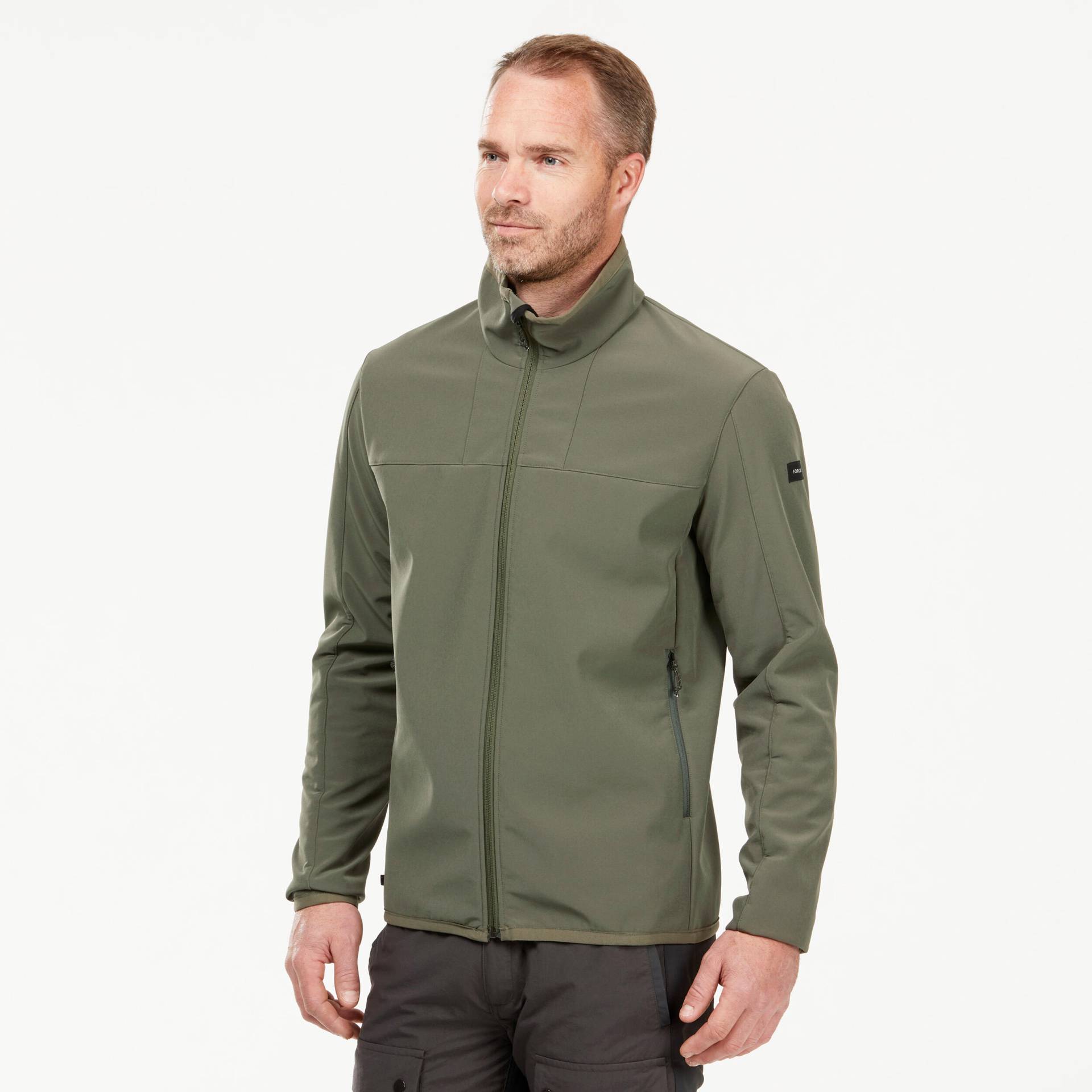 Softshelljacke Herren winddicht warm Bergwandern - MT100 khaki Softshelljacke Herren winddicht warm Bergwandern - MT100 khaki von FORCLAZ