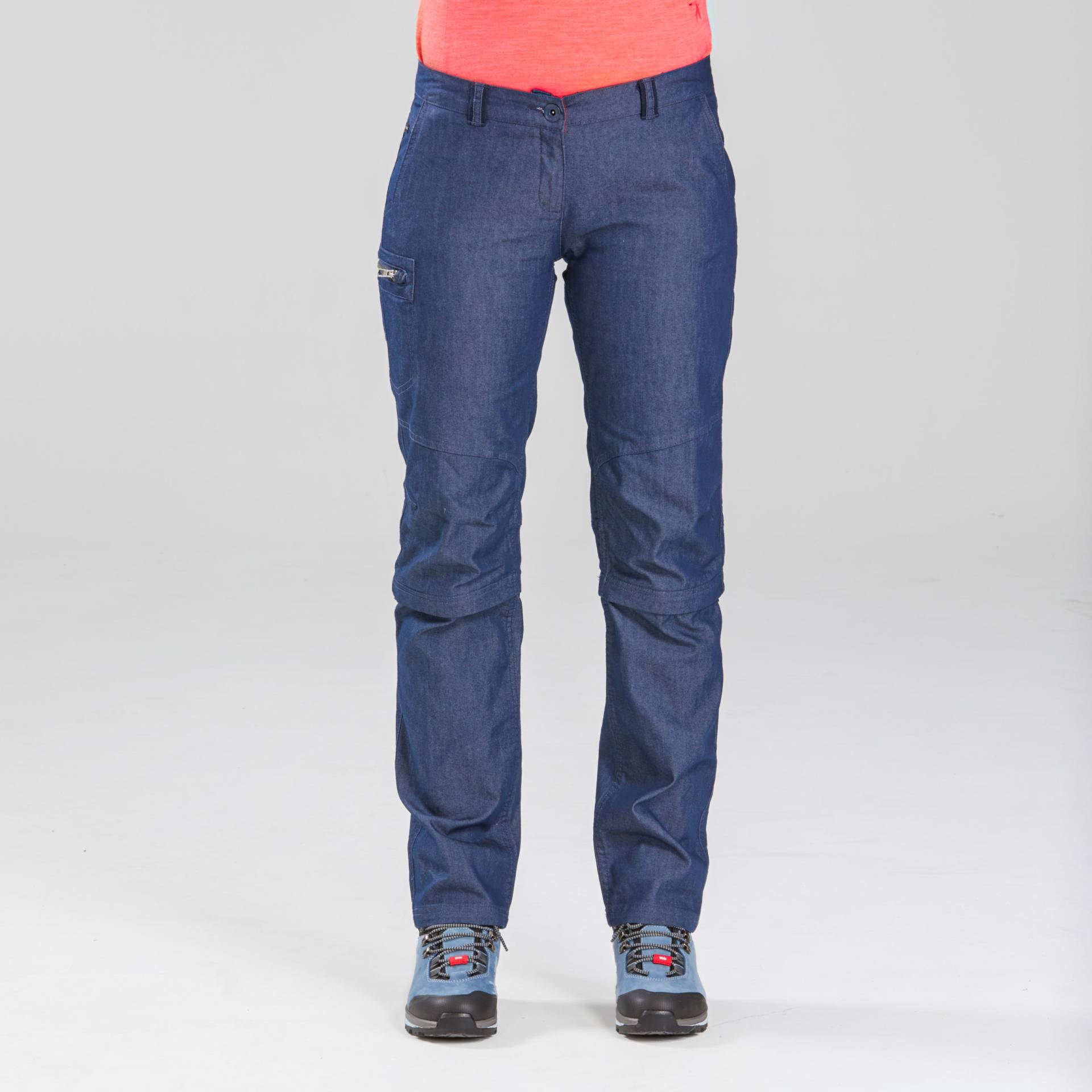 Zip-Off-Hose Damen Backpacking - Travel 100 jeansblau Zip-Off-Hose Damen Backpacking - Travel 100 jeansblau von FORCLAZ