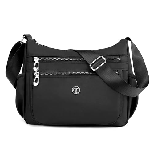 FORRICA Casual Umhängetasche Damen Große Crossbody Handtasche Frauen Leichte Nylon Schultertasche Multi Taschen Schwarz FORRICA Casual Umhängetasche Damen Große Crossbody Handtasche Frauen Leichte Nylon Schultertasche Multi Taschen Schwarz von FORRICA