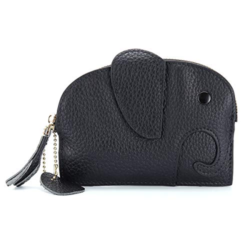 FORRICA Damen Elephant Kleine Geldbörse Echtleder Frauen Leichte Mini Geldbörse Reißverschluss Kurz Portemonnaie Leichte Schlüsselbund Brieftasche Schwarz FORRICA Damen Elephant Kleine Geldbörse Echtleder Frauen Leichte Mini Geldbörse Reißverschluss Kurz Portemonnaie Leichte Schlüsselbund Brieftasche Schwarz von FORRICA