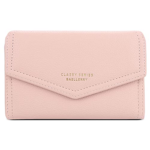 FORRICA Damen Geldbörse Elegant Kleine Brieftasche Reißverschluss Portemonnaie Multifunktion Kartenhalter Frauen PU Leder Geldbörsen Rosa von FORRICA