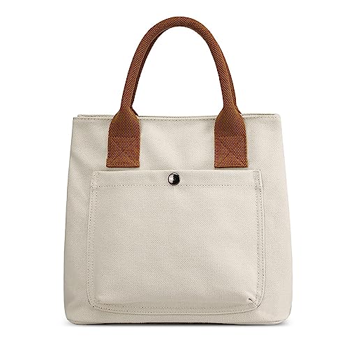 FORRICA Damen Handtasche Leinwand Lässig Tragetasche Einkaufstasche Frauen Tote Bag Hobo Tasche Geeignet Reisen Hochschule Einkaufen Weiss von FORRICA