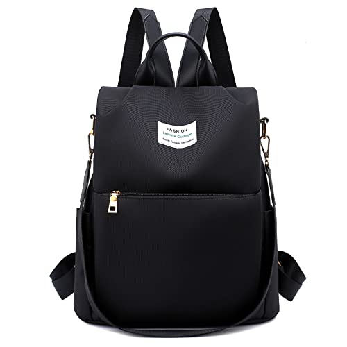 FORRICA Damen Rucksack Anti Diebstahl Schultertasche Mode Druck Oxford Tuch Schultasche Frauen Schulrucksäcke leicht Reiserucksack Schwarz von FORRICA