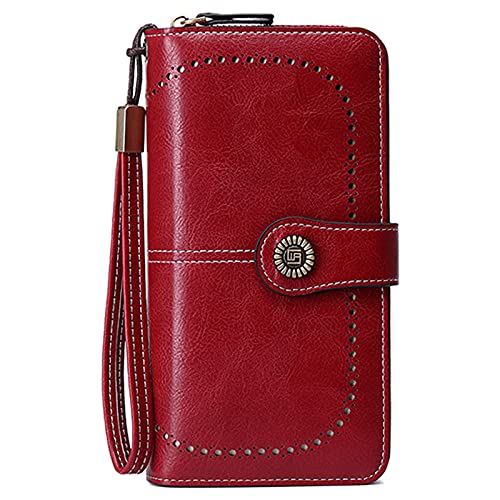FORRICA Geldbörse Damen Portemonnaie Reißverschluss RFID Schutz Groß Geldbeutel PU Leder Frauen Lange Brieftasche mit Viele Fächer Armband Rot FORRICA Geldbörse Damen Portemonnaie Reißverschluss RFID Schutz Groß Geldbeutel PU Leder Frauen Lange Brieftasche mit Viele Fächer Armband Rot von FORRICA