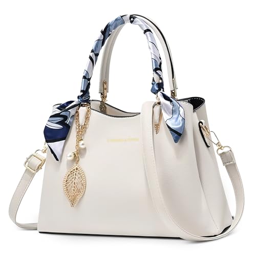 FORRICA Handtasche Damen Henkeltaschen mit Exquisiter Anhänger Elegant Umhängetasche PU Leder Schultertasche für Reisen Bankett Shopper Weiß FORRICA Handtasche Damen Henkeltaschen mit Exquisiter Anhänger Elegant Umhängetasche PU Leder Schultertasche für Reisen Bankett Shopper Weiß von FORRICA