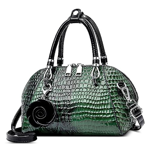 FORRICA Handtasche Damen Krokodilmuster Umhängetasche PU Leder Frauen Schultertaschen mit Blume Anhänger Elegant Henkeltaschen für Verabredungen Bankett Shopper Grün FORRICA Handtasche Damen Krokodilmuster Umhängetasche PU Leder Frauen Schultertaschen mit Blume Anhänger Elegant Henkeltaschen für Verabredungen Bankett Shopper Grün von FORRICA