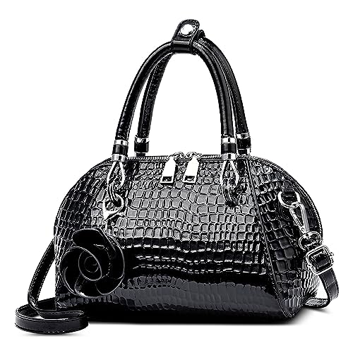 FORRICA Handtasche Damen Krokodilmuster Umhängetasche PU Leder Frauen Schultertaschen mit Blume Anhänger Elegant Henkeltaschen für Verabredungen Bankett Shopper Schwarz FORRICA Handtasche Damen Krokodilmuster Umhängetasche PU Leder Frauen Schultertaschen mit Blume Anhänger Elegant Henkeltaschen für Verabredungen Bankett Shopper Schwarz von FORRICA