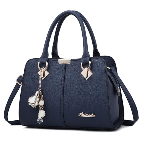 FORRICA Handtaschen Damen Elegant Henkeltasche mit Schön Anhänger Mode Frauen Schultertasche PU Leder Umhängetasche für Einkaufen Pendeln Blau FORRICA Handtaschen Damen Elegant Henkeltasche mit Schön Anhänger Mode Frauen Schultertasche PU Leder Umhängetasche für Einkaufen Pendeln Blau von FORRICA