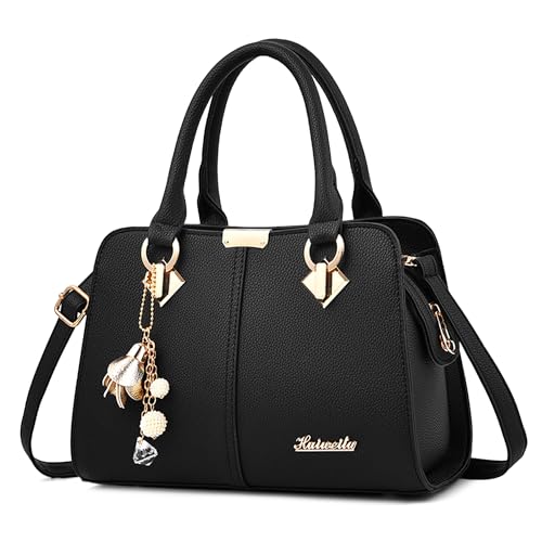FORRICA Handtaschen Damen Elegant Henkeltasche mit Schön Anhänger Mode Frauen Schultertasche PU Leder Umhängetasche für Einkaufen Pendeln Schwarz FORRICA Handtaschen Damen Elegant Henkeltasche mit Schön Anhänger Mode Frauen Schultertasche PU Leder Umhängetasche für Einkaufen Pendeln Schwarz von FORRICA
