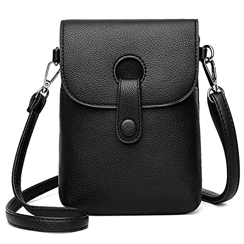 FORRICA Handy Umhängetasche Damen Handytasche Frauen Crossbody Geldbörse mit handyfach Kleine Tasche Mädchen Portemonnaie PU Leder Schwarz von FORRICA