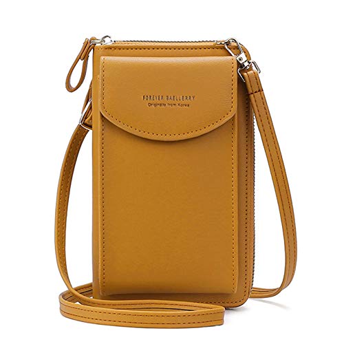 FORRICA Handy Umhängetasche Damen Leichte Geldbörse Frauen Kleine Crossbody PU Leder Schultertasche Mädchen Handytasche mit Kartenfächer Verstellbar Schultergurt Braun von FORRICA