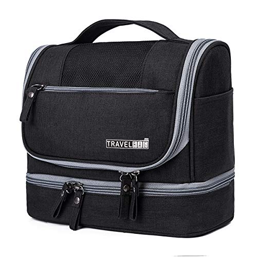 FORRICA Tragbare Kosmetiktasche Damen Herren Kulturtaschen Groß Waschbeutel Kosmetiktasche mit Haken Schminktasche Reise Urlaub Outdoor Frauen Kulturtasche Schwarz FORRICA Tragbare Kosmetiktasche Damen Herren Kulturtaschen Groß Waschbeutel Kosmetiktasche mit Haken Schminktasche Reise Urlaub Outdoor Frauen Kulturtasche Schwarz von FORRICA