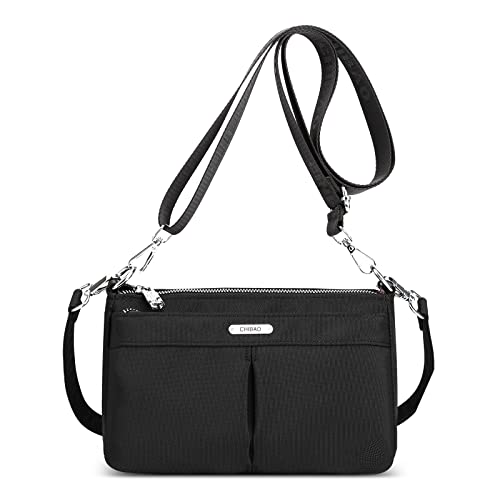 FORRICA Umhängetasche Damen Casual Leichte Handtasche Frauen Crossbody Tasche Nylon Schultertasche Schwarz von FORRICA