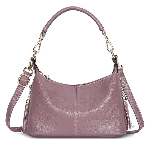 FORRICA Umhängetasche Damen Klein Crossbody Handtasche mit 2 Abnehmbar Schultergurt Elegant Frauen Schultertasche PU Leder für Shopper Reisen Arbeit Lila von FORRICA