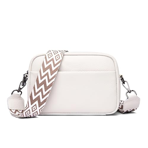 FORRICA Umhängetasche Damen Kleine Leder Mädchen Crossbody Tasche Modische Frauen Schultertasche mit Breiter Gurt Weiß A FORRICA Umhängetasche Damen Kleine Leder Mädchen Crossbody Tasche Modische Frauen Schultertasche mit Breiter Gurt Weiß A von FORRICA